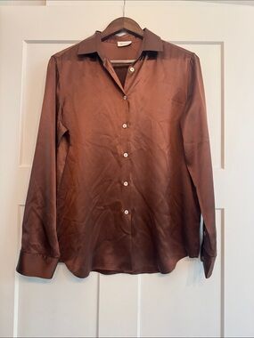Lily silk Woman’s  Brown Button-Up Shirt